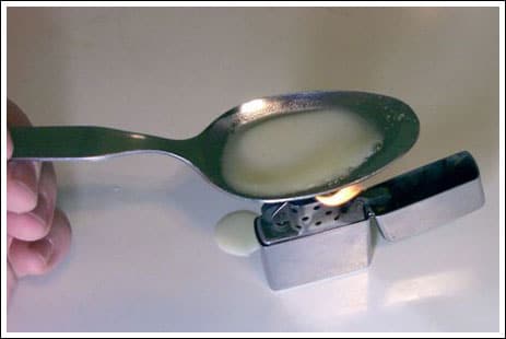 cooking crack in a spoon